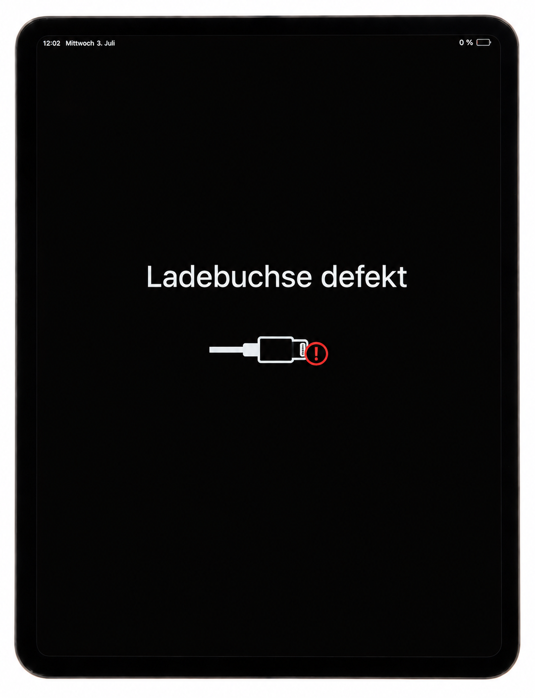 iPad Ladebuchse defekt – Warnsymbol